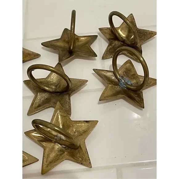 Vintage Brass Star Napkin Rings (10) - Picture 5 of 5